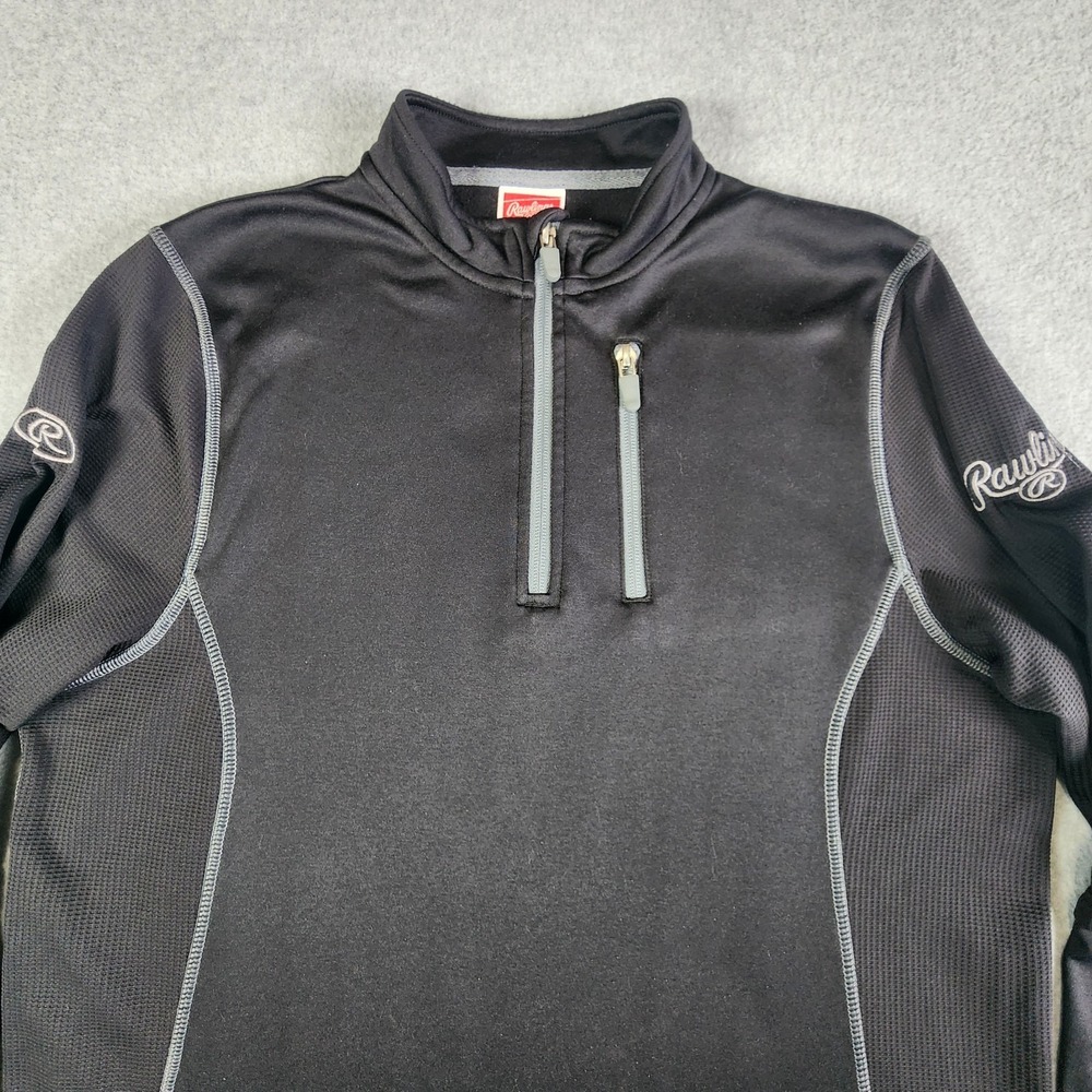 Rawlings Tech 2 Quarter Zip Fleece Pullover Men's Black Size Medium Sweater‎